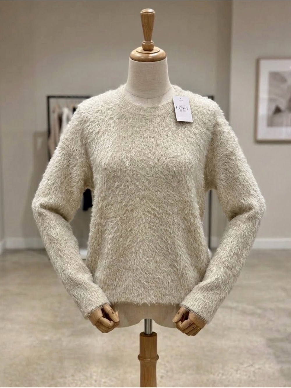 LOFT Fuzzy Crewneck Knit Sweater - Golds Metalic size XS fits like small NWT